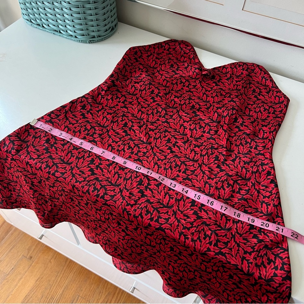 Vintage Val Mode Lingerie Red & Black Floral Nightgown Size Large - Picture 9 of 11